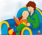 Caillou babası bir kitap okur